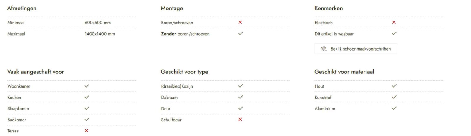 Specificatie-rolgordijn
